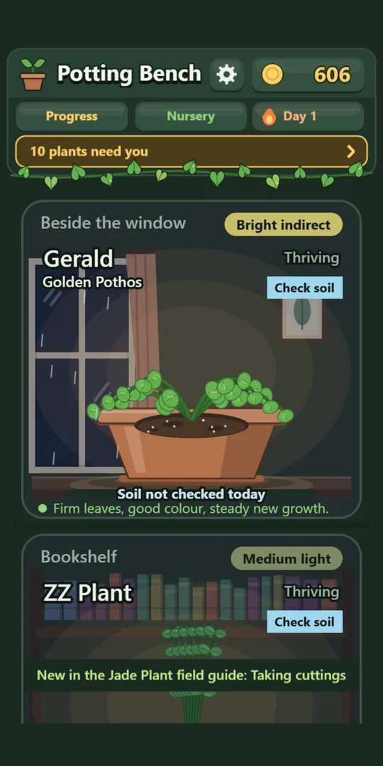 The same window at night.
